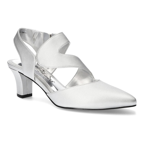 Easy Street Women's Venue Asymmetrical Pumps/Heels Color: Silver Satin | NEW/NIB - Picture 1 of 15
